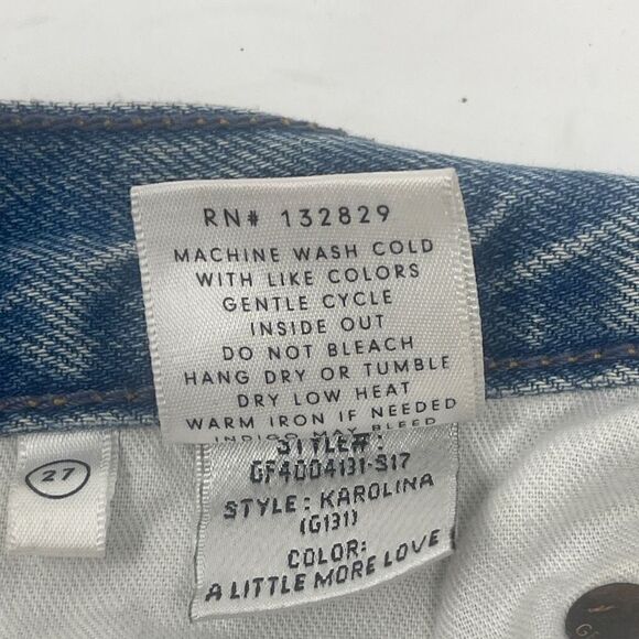 Grlfrnd Women's Karolina Heavily Distressed High Rise Tapered Blue Jeans Size 27 - Picture 9 of 10